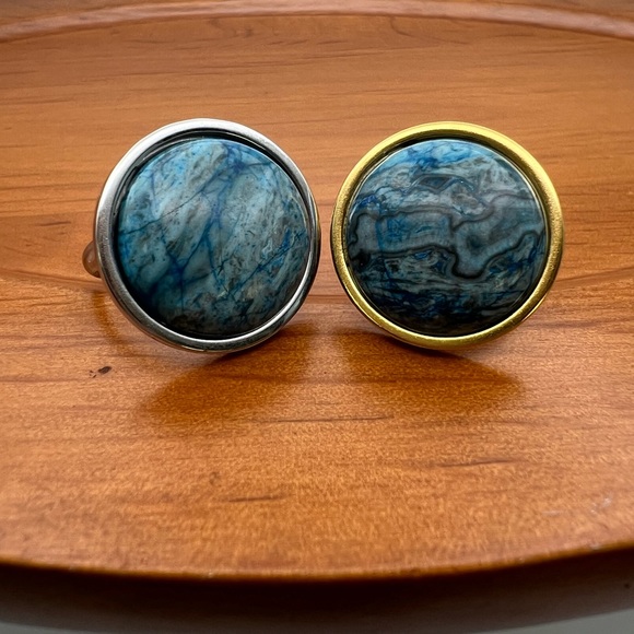 Blue Orchid Stone Statement Rings - Oversized Boho Chic Trendy Rings - Picture 6 of 15